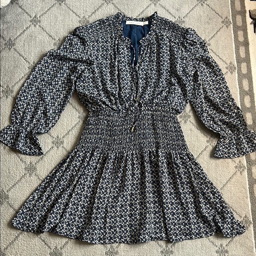 bishop + young Blue Cream Fit and Flare Mini Dress